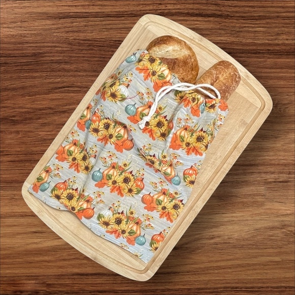 Thanksgiving Handmade Cotton Bread Bag + FREE Mason Jar Bonnet Included - Picture 5 of 12